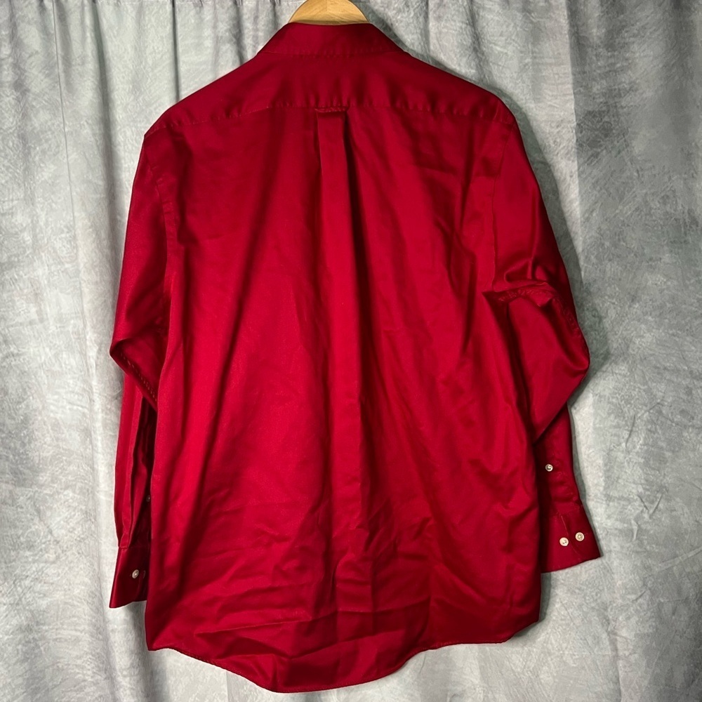 IZOD Crimson Red Cotton Twill Men's Button Down Shirt w Pocket - 16 1/2, 32/33 - Picture 7 of 8